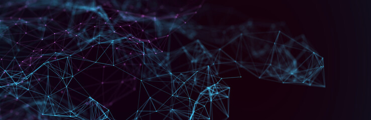 Abstract futuristic - technology with polygonal shapes on dark blue background. Design digital technology concept. 3d illustration.