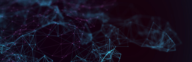 Abstract futuristic - technology with polygonal shapes on dark blue background. Design digital technology concept. 3d illustration.