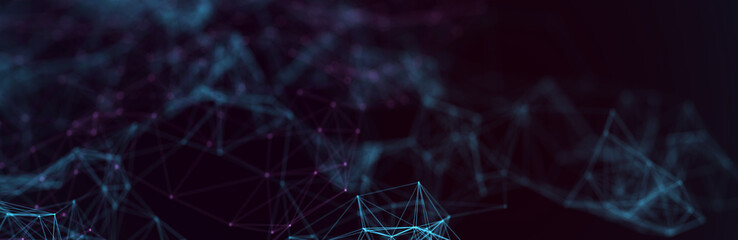 Abstract futuristic - technology with polygonal shapes on dark blue background. Design digital technology concept. 3d illustration.