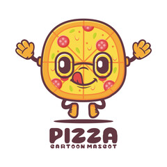 Pizza cartoon mascot. fast food vector illustration