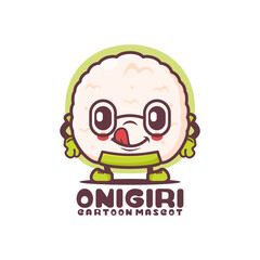Onigiri cartoon mascot. Japanese food vector illustration