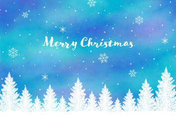 Christmas vector background with fir trees in snow for banners, cards, flyers, social media wallpapers, etc.