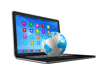 Laptop Computer and World Globe