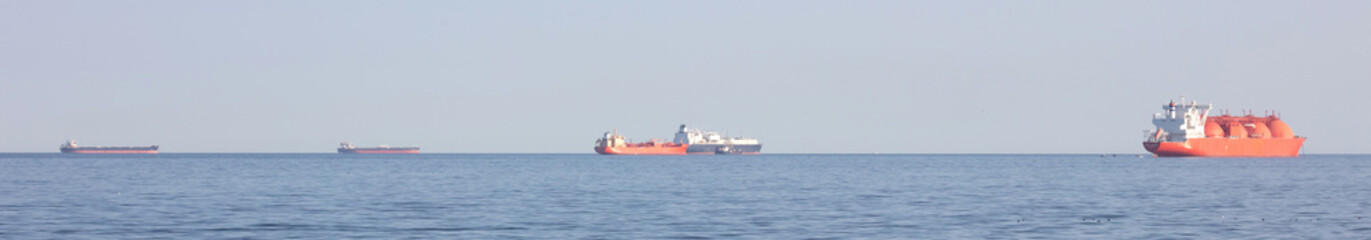 LNG Tankers at sea, transporting LNG