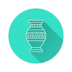 Greek amphora icon with long shadow for graphic and web design.