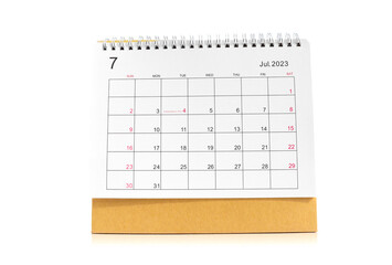 july 2023 desk calendar for planners and reminders on a white background.