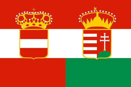 Habsburg monarchy flag vector illustration. National symbol of Habsburg empire. Austria Hungary kingdom emblem banner.