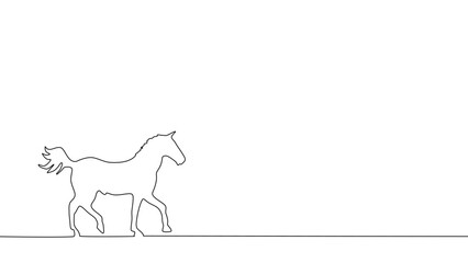 Draw a continuous line of horses isolated on a white background. vector illustration eps