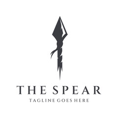 Traditional spear head and spear head logo template design for hunting. - obrazy, fototapety, plakaty