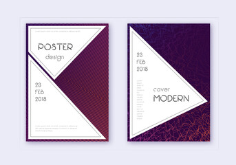 Fototapeta premium Stylish cover design template set. Violet abstract