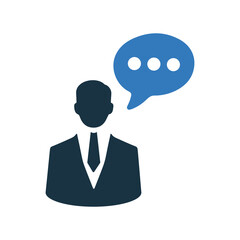 Businessman, message, speech icon. Simple vector sketch.