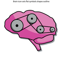 Brain icon sets flat symbols shapes outline