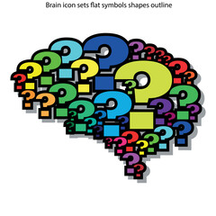 Brain icon sets flat symbols shapes outline