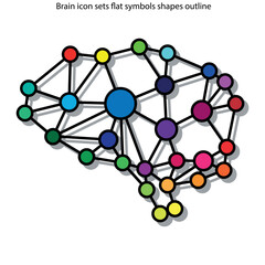 Brain icon sets flat symbols shapes outline
