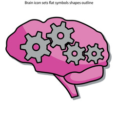 Brain icon sets flat symbols shapes outline