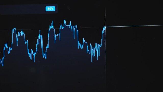 Candles graph of crypto currency online. Quotes of eth and btc at stock exchange. Stock exchange market chart of ethereum or bitcoin. View at the app on the screen of the laptop or pc. Trader profit