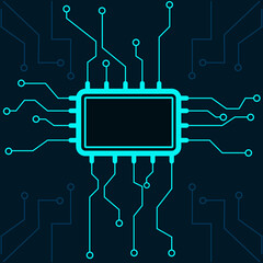 Illustration vector graphic of circuit CPU technology