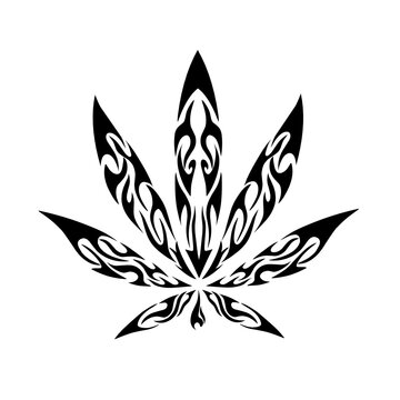 Vector graphic of tribal tattoo art cannabis