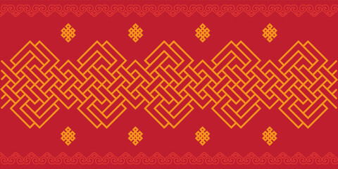 Buryad Mongolian ornament vector wallpaper  - obrazy, fototapety, plakaty