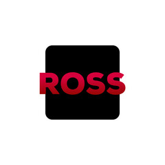 Ross typography monogram. Ross written in black square.