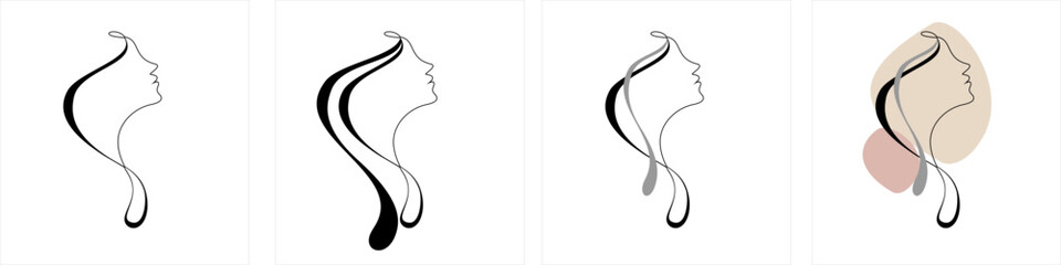 logo, symbol, girl, silhouette, face, aesthetics, profile, care, woman, plastic surgery, spa, massage, cosmetologist, dermatologist, cosmetics, beauty, profile of a girl’s face in one line, one line, 