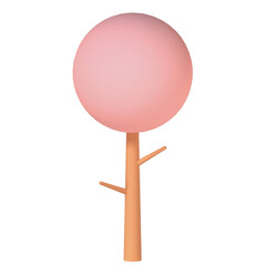 Pink tree perspective illustration in 3D design