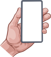 Phone Hand Comic Book Pop Art Cartoon Illustration