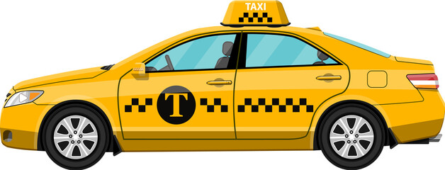 Yellow taxi car - obrazy, fototapety, plakaty