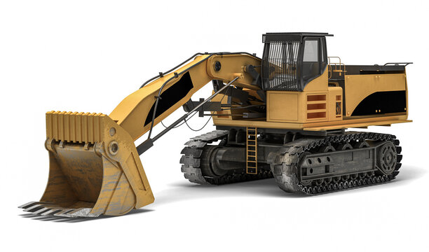 Schaufel-Bagger in perspectivischen Ansicht (isoliert)