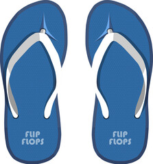 Pair of blue summer flip flops rubber shoes