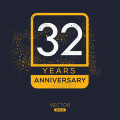 32 years anniversary celebration template, Vector illustration.