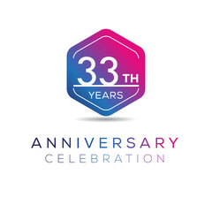 33 years anniversary celebration template, Vector illustration.