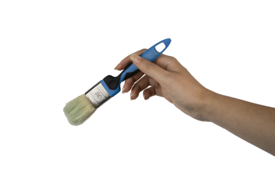 a brush in the female hand on a transparent background