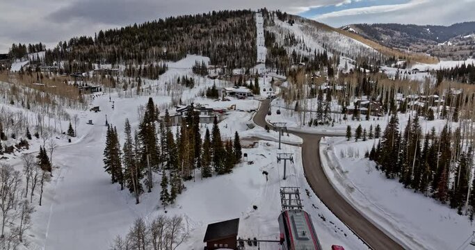 Park City Utah Aerial v50 flyover the colony white pine canyon capturing luxurious neighborhood with high-end mansions surrounded by breathtaking mountainscape - Shot with Mavic 3 Cine - February 2022