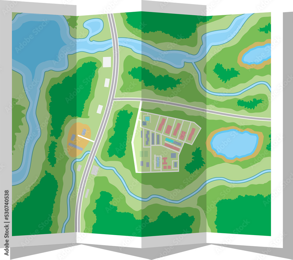 Canvas Prints folded paper city map icon