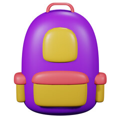 purple yellow school bag 3d icon