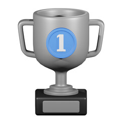 silver trophy cup 3d icon