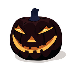 pumpkin for halloween, gloomy sinister smile, isolated flat illustration