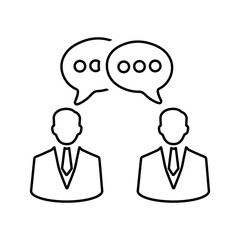 Dialogue, discuss, conversation outline icon. Line art sketch.