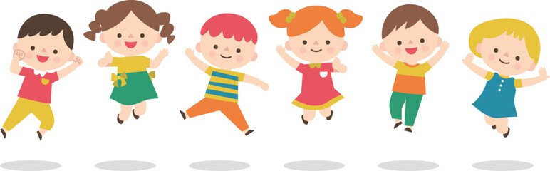 飛び跳ねる元気な子供達