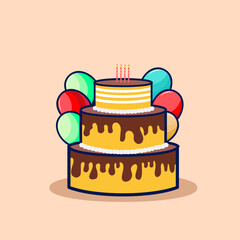 birthday cake icon with balloon design vector