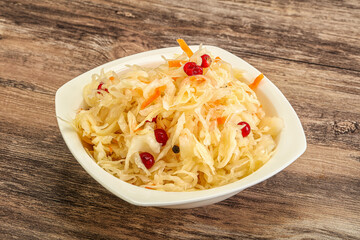 Sauerkraut with cranberry in the bowl