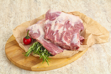 Raw pork ribs for cooking