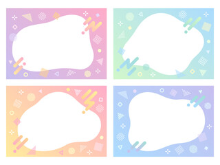 カラフルなグラデーションと幾何学模様アイコンのフレームセット