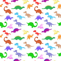 Flat colorful dinosaur seamless pattern