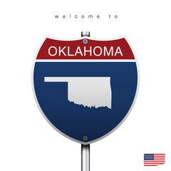 An Sign Road America Style with state of American, Oklahoma and map, vector art image illustration - 530744137