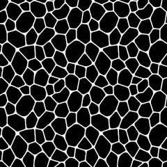 Animal skin vector seamless pattern. Black and white geometric template texture. Voronoi repeated backdrop for textile, fabric and interior designs. line polygonal cells wallpaper