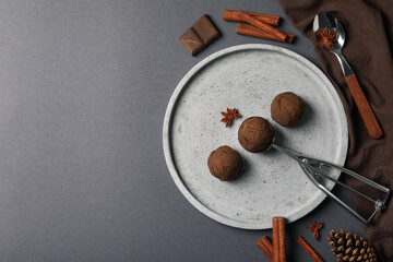 Concept of delicious food, ice cream, space for text