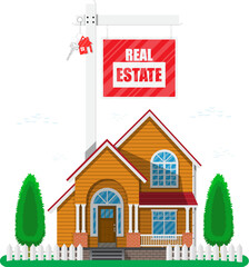 Suburban family house and for sale placard