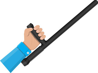 Police baton or nightstick in hand
